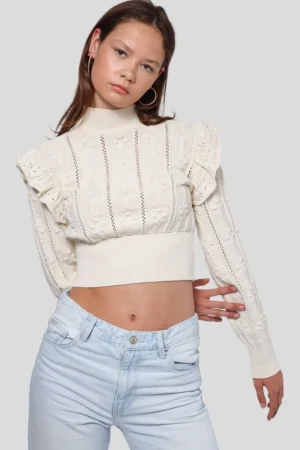 Meet Me There Gilets Et Pulls*Pull "Broderie" Blanc