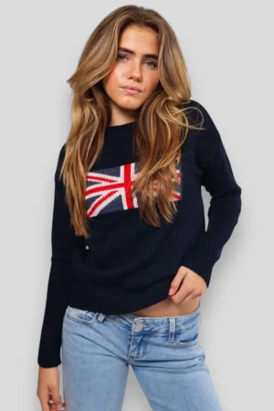 Meet Me There Gilets Et Pulls*Pull "Drapeau Uk" Marine