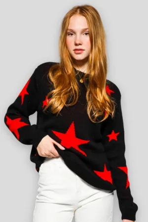 Meet Me There Gilets Et Pulls*Pull "Etoile" Rouge