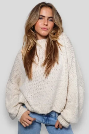 Meet Me There Gilets Et Pulls*Pull "Gardez-Moi Au Chaud" Beige