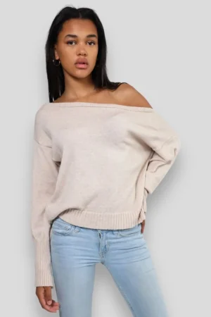 Meet Me There Hauts*Pull "Une Epaule" Beige