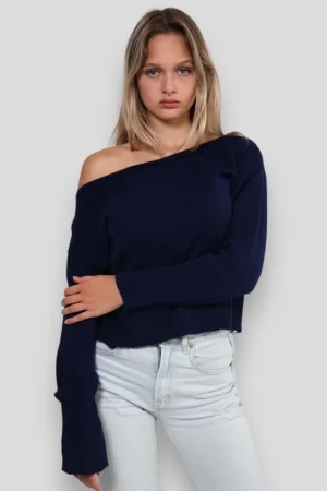 Meet Me There Gilets Et Pulls*Pull "Une Epaule" Marine